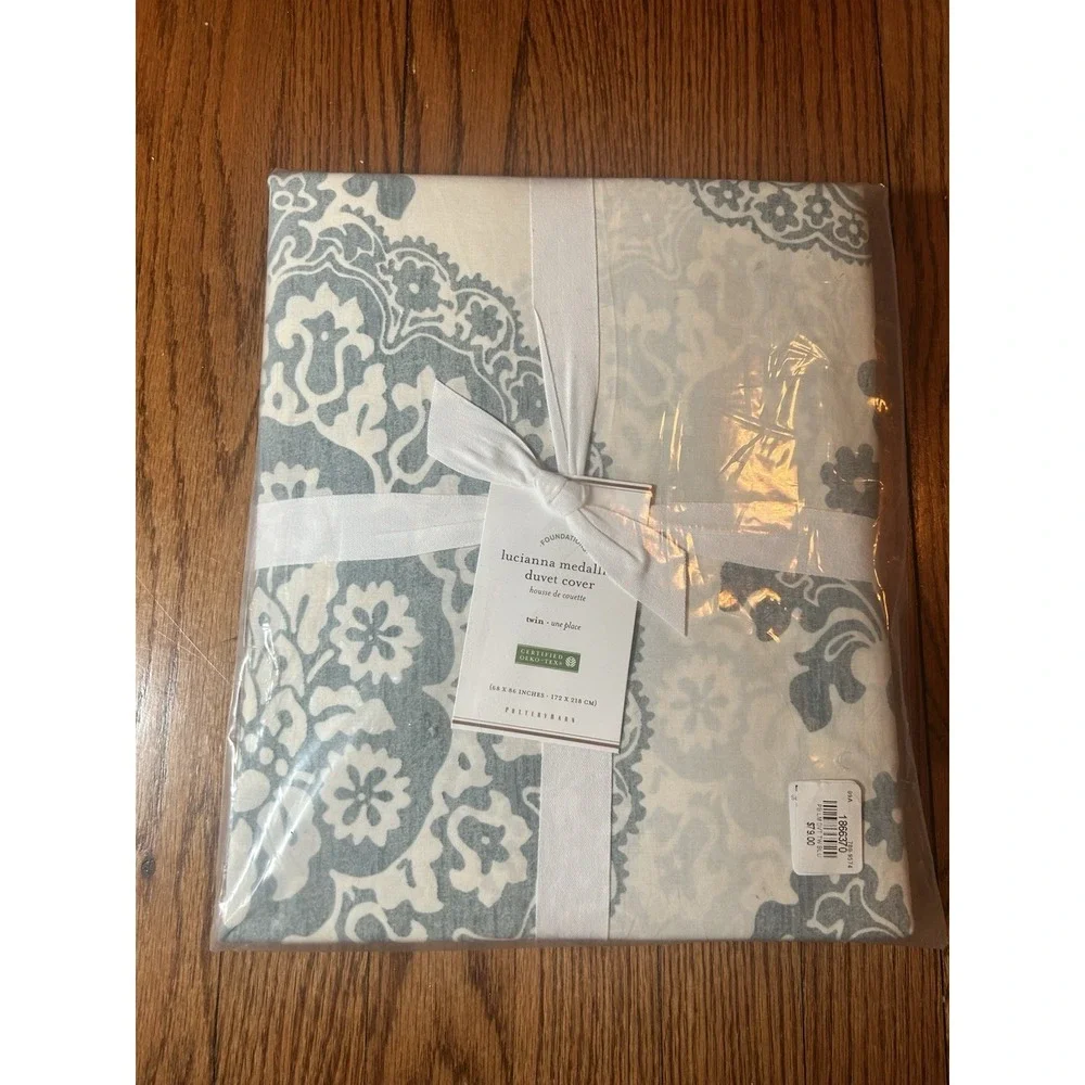 Pottery Barn Lucianna Medallion Duvet Cover‎ Twin Blue White 1866370 New